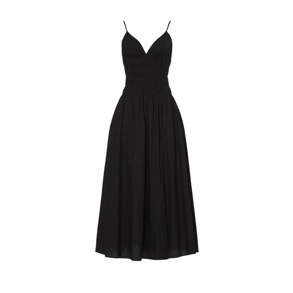 Sau Lee Dress Women's Small 2 Smocked Bodice Midi Sleeveless Strappy Summer  Chic